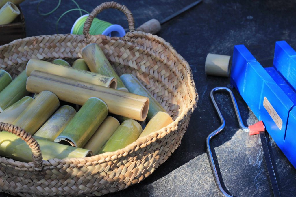 pieces of cane in basket